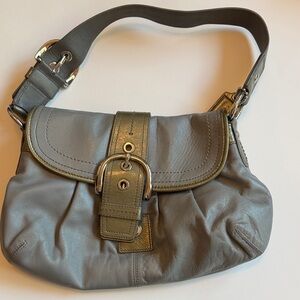 Gray Leather Shoulder Bag